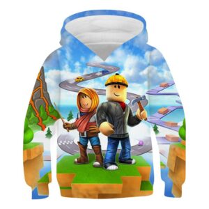 2025 MINISO Ny Roblox Tecknad Tryck 3D Hoodie Pojkar och Flickor Långärmad Sweatshirt Vår och Höst Casual Hoodie 4-14 År 11-12 Years