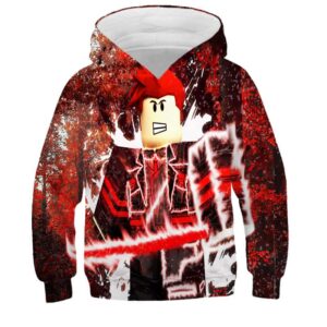 2025 MINISO Ny Roblox Tecknad Tryck 3D Hoodie Pojkar och Flickor Långärmad Sweatshirt Vår och Höst Casual Hoodie 4-14 År 13-14 Years red