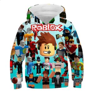 2025 MINISO Ny Roblox Tecknad Tryck 3D Hoodie Pojkar och Flickor Långärmad Sweatshirt Vår och Höst Casual Hoodie 4-14 År 3-4 Years