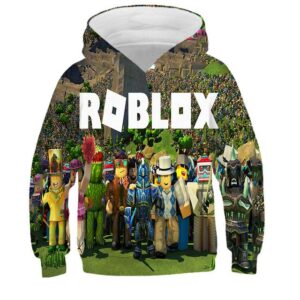 2025 MINISO Ny Roblox Tecknad Tryck 3D Hoodie Pojkar och Flickor Långärmad Sweatshirt Vår och Höst Casual Hoodie 4-14 År 3-4 Years black