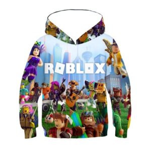 2025 MINISO Ny Roblox Tecknad Tryck 3D Hoodie Pojkar och Flickor Långärmad Sweatshirt Vår och Höst Casual Hoodie 4-14 År 7-8 Years