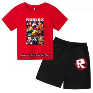 2025 MINISO Roblox T-shirt Barnkläder Flicktoppar Sommar Baby Shorts Sport T-shirt Pojkshorts Barnkläder Kostym 414 år 110