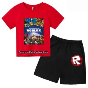 2025 MINISO Roblox T-shirt Barnkläder Flicktoppar Sommar Baby Shorts Sport T-shirt Pojkshorts Barnkläder Kostym 414 år 130