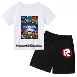 2025 MINISO Roblox T-shirt Barnkläder Flicktoppar Sommar Baby Shorts Sport T-shirt Pojkshorts Barnkläder Kostym 414 år 150