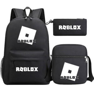 3 st/set Anime Roblox Ryggsäck Casual Svart Skolväska Med Messenger Väska Pennfodral