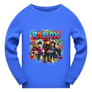 5578 Avslappnad Barn Pojkar Flickor Roblox Långärmad T-shirt 140cm blå