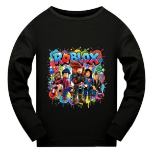 5578 Avslappnad Barn Pojkar Flickor Roblox Långärmad T-shirt 140cm svart