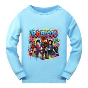5578 Avslappnad Barn Pojkar Flickor Roblox Långärmad T-shirt 170cm ljusblå färg