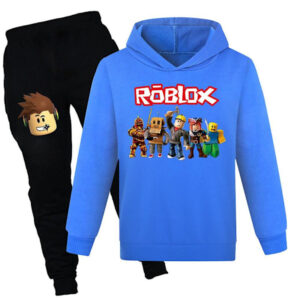 7-14 År Barn Ungdomar Roblox Tröja med Huva och Mjukisbyxor Outfit Set Jogging Träningsdräkt Sweatshirt Set Gåvor