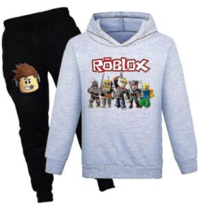 7-14 År Barn Ungdomar Roblox Tröja med Huva och Mjukisbyxor Outfit Set Jogging Träningsdräkt Sweatshirt Set Gåvor