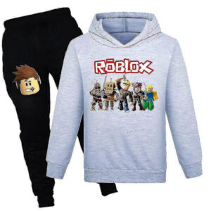 7-14 År Barn Ungdomar Roblox Tröja med Huva och Mjukisbyxor Outfit Set Jogging Träningsdräkt Sweatshirt Set Gåvor[HK]