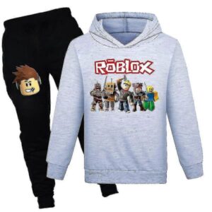 7-14 År Barn Ungdomar Roblox Tröja med Huva och Mjukisbyxor Outfit Set Jogging Träningsdräkt Sweatshirt Set Gåvor[HK]