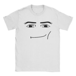 Anime Robot Robloxs Ansikte T-shirts för Män Kvinnor Roliga 100% Bomulls T-shirts Rund Hals Kortärmad T-shirts Kläder M white