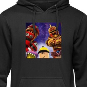 Barn-Hoodie | Mjuk Huvtröja för Barn Svart 9-11 År Roblox