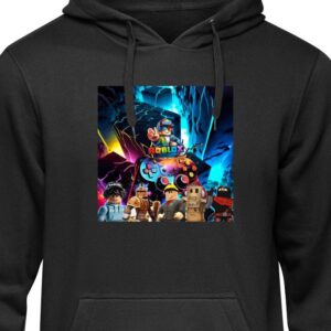 Barn Hoodie Roblox framtida neonvärld med spelkontroller, karaktärer och ljuseffekter - perfekt för alla spelentusiaster. Svart 12-13 År