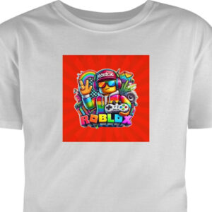 Barn T-shirt Roblox Gamer Rainbow med färgglad figur och spelkontroll livlig och rolig design för gamingentusiaster