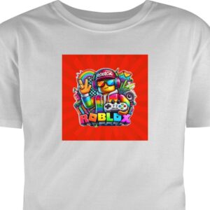 Barn T-shirt Roblox-figur med spelkontroll och regnbågsfärger livlig gamingdesign för spelentusiaster Grå 9-11 År