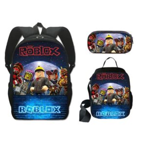 Barnens Roblox Skolväska Trestegsset Omgivande Polyester Enkelsidig Pennfodral Lunchväska Ryggsäck Paket