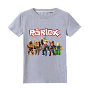IC Kids Pojkar Roblox Tryckt T-shirt Kortärmad Topp Sommar Crew Neck Tee Kläder CNMR Grå 9-10 År
