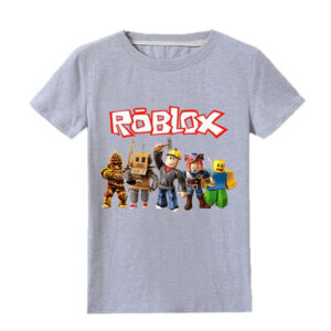 IC Kids Pojkar Roblox Tryckt T-shirt Kortärmad Topp Sommar Crew Neck Tee Kläder CNMR Grå 9-10 År