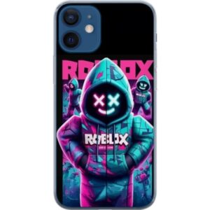 Kompatibelt Mobilskal till Apple iPhone 12 mini Roblox neonmask-hoodie med futuristisk maskerad figur i starka neonfärger som skapar ett mystiskt coo