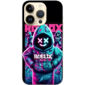 Kompatibelt Mobilskal till Apple iPhone 14 Pro Roblox Hoodie Legend Mystisk Roblox figur i blå hoodie med futuristiska neonljus