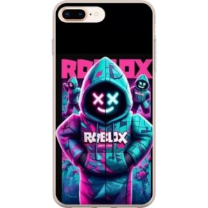 Kompatibelt Mobilskal till Apple iPhone 8 Plus Roblox neonmask-hoodie med futuristisk maskerad figur i starka neonfärger som skapar ett mystiskt cool