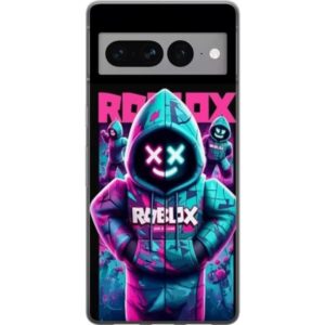 Kompatibelt Mobilskal till Google Pixel 7 Pro Roblox neonmask-hoodie med futuristisk maskerad figur i starka neonfärger som skapar ett mystiskt coolt