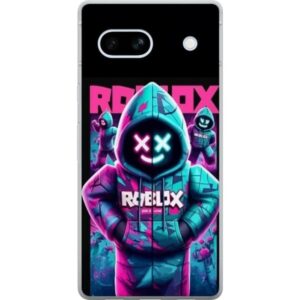Kompatibelt Mobilskal till Google Pixel 7a Roblox neonmask-hoodie med futuristisk maskerad figur i starka neonfärger som skapar ett mystiskt coolt oc