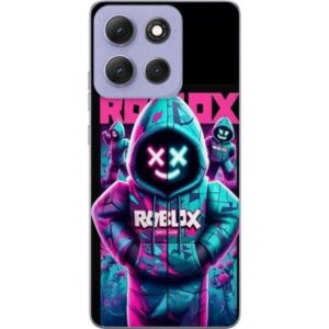 Kompatibelt Mobilskal till Motorola Moto G86 Power Roblox Hoodie Legend Mystisk Robloxfigur i blå hoodie med futuristiskt neonljus