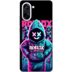Kompatibelt Mobilskal till OnePlus Nord CE5 Roblox Hoodie Legend Mystisk Robloxfigur i blå hoodie med futuristiskt neonljus
