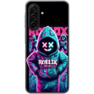 Kompatibelt Mobilskal till Samsung Galaxy A17 5G Roblox Hoodie Legend Mystisk Roblox figur i blå hoodie med futuristiska neonljus