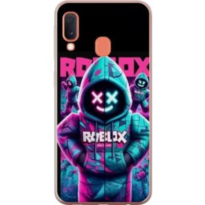 Kompatibelt Mobilskal till Samsung Galaxy A20e Roblox Hoodie Legend Mystisk Roblox figur i blå hoodie med futuristiska neonljus