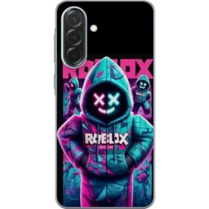 Kompatibelt Mobilskal till Samsung Galaxy A36 Roblox Hoodie Legend Mystisk Robloxfigur i blå hoodie med futuristiskt neonljus