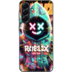 Kompatibelt Mobilskal till Samsung Galaxy A56 Neonfärgad Roblox hoodie-figur med lysande effekter och energifylld bakgrund, modern gaming-illustratio