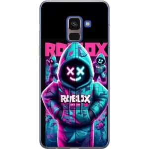 Kompatibelt Mobilskal till Samsung Galaxy A8 (2018) Roblox Hoodie Legend Mystisk Roblox figur i blå hoodie med futuristiska neonljus