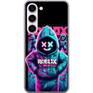 Kompatibelt Mobilskal till Samsung Galaxy S23 Roblox Hoodie Legend Mystisk Robloxfigur i blå hoodie med futuristiskt neonljus