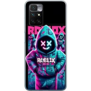 Kompatibelt Mobilskal till Xiaomi Redmi 10 Roblox Hoodie Legend Mystisk Robloxfigur i blå hoodie med futuristiskt neonljus