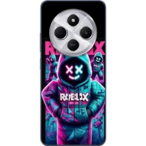 Kompatibelt Mobilskal till Xiaomi Redmi 14C Roblox Hoodie Legend Mystisk Roblox figur i blå hoodie med futuristiska neonljus