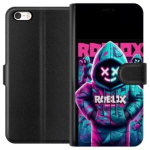 Kompatibelt Plånboksfodral till Apple iPhone 5 Roblox Hoodie Legend Mystisk Robloxfigur i blå hoodie med futuristiskt neonljus