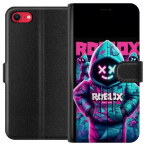 Kompatibelt Plånboksfodral till Apple iPhone 8 Roblox Hoodie Legend Mystisk Roblox figur i blå hoodie med futuristiska neonljus
