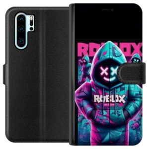 Kompatibelt Plånboksfodral till Huawei P30 Pro Roblox Hoodie Legend Mystisk Roblox figur i blå hoodie med futuristiska neonljus