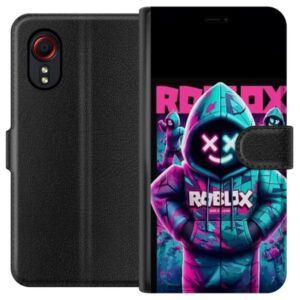 Kompatibelt Plånboksfodral till Samsung Galaxy Xcover 5 Roblox Hoodie Legend Mystisk Roblox figur i blå hoodie med futuristiska neonljus