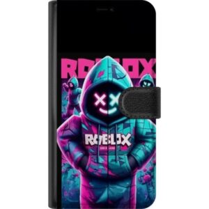 Kompatibelt Plånboksfodral till Xiaomi Redmi 15 5G Roblox Hoodie Legend Mystisk Roblox figur i blå hoodie med futuristiska neonljus