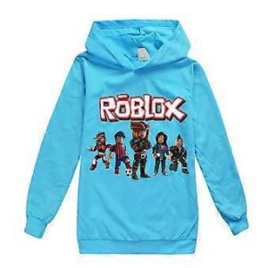ROBLOX Speltryckta Hoodies 7-14 År Barn Pojkar Flickor Långärmad Hoodie Huvad Tröja Toppar (13-14 År Ljusblå)