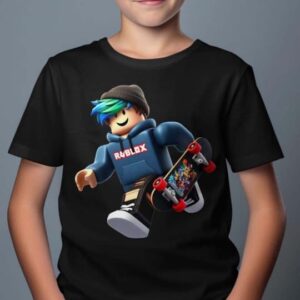 Roblox Barn T-shirt - On The Run - Svart - 100% Bomull