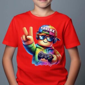 Roblox Barn T-shirt - Rob Fun - Röd - 100% Bomull