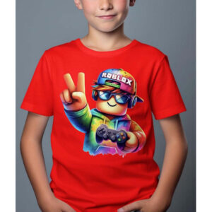 Roblox Barn T-shirt - Rob Fun - Röd - 100% Bomull