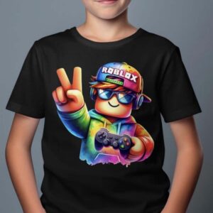 Roblox Barn T-shirt - Rob Fun - Svart - 100% Bomull