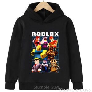 Roblox Barn Tröja med huva Roblox Världstryck Pojkar Flickor Mode Värmande Kläder 160 black